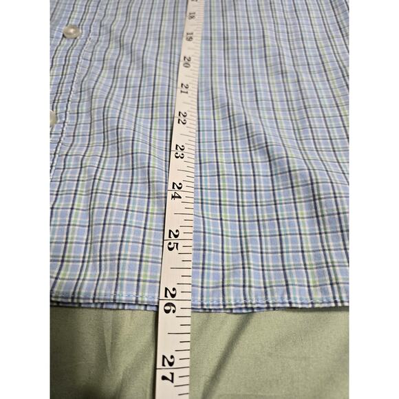 Van Heusen small men's blue plaid button up short sleeve shirt - Picture 9 of 9